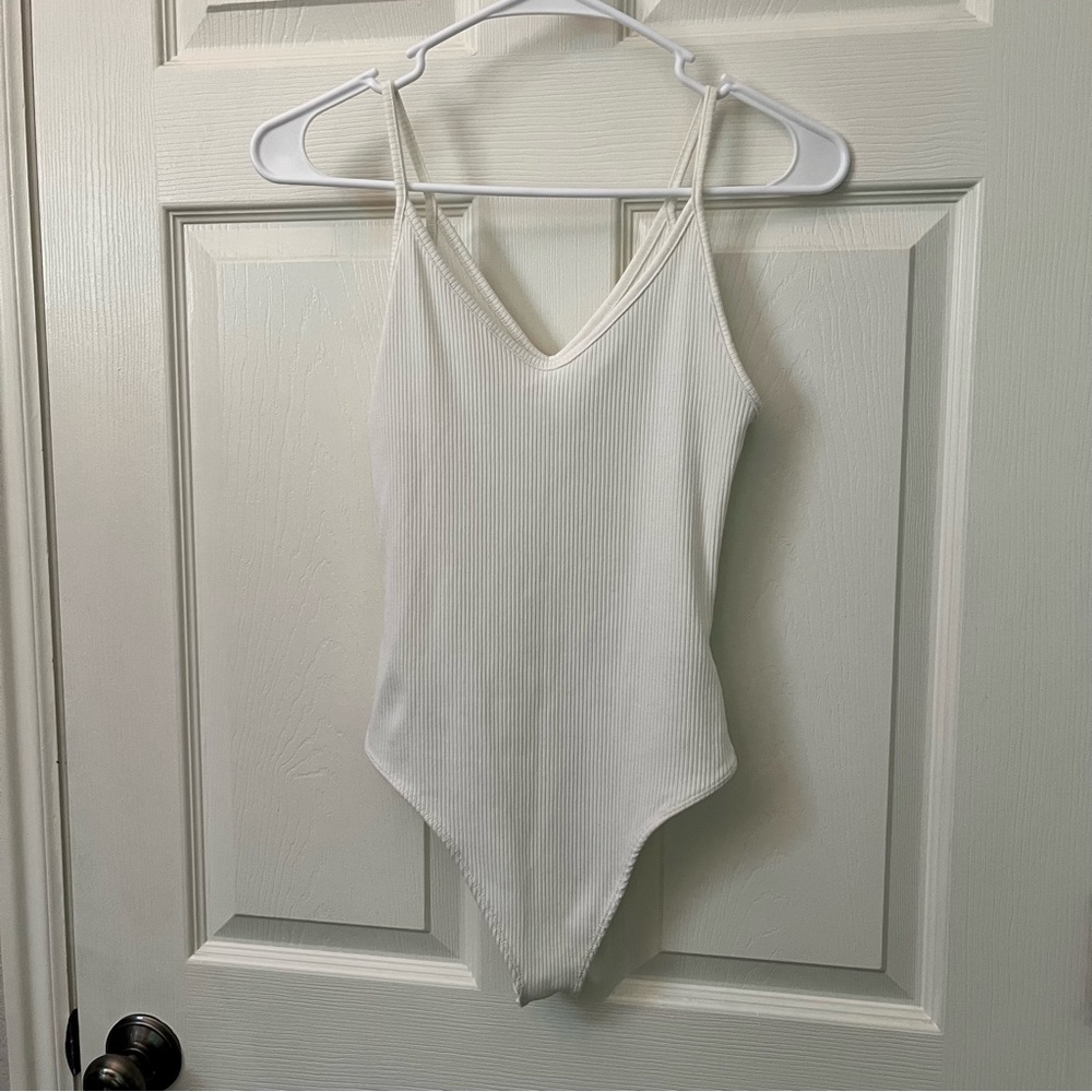 White Ribbed Bodysuit